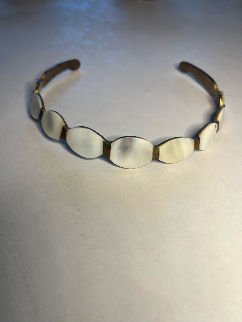 Gold and Pearlescent Choker Necklace